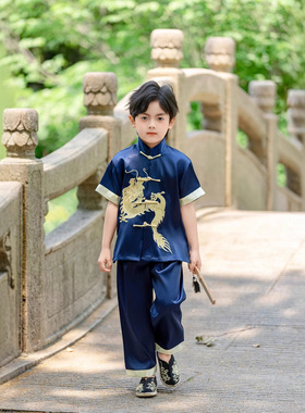 Boy Dragon Tang Suit Kids KongFu Performance新款儿童唐装国风