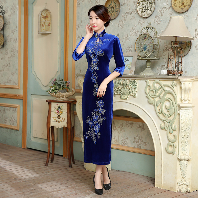 长旗袍Cheongsam Qipao Chinese traditional Dress Chipao Long