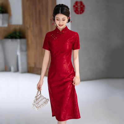 旗袍女qipao cheongsam chinese traditional  dress chipao红色