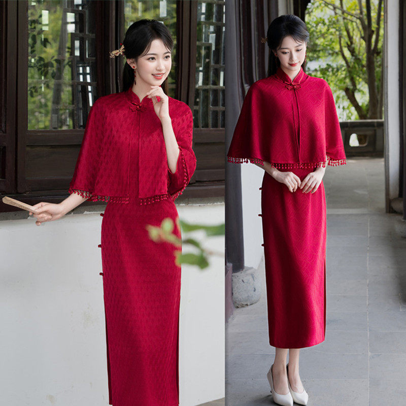 quality cheongsam chinese traditional qipao dress旗袍红色