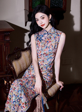 cheongsam chinese traditional qipao dress旗袍无袖国风夜上海