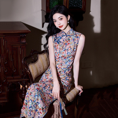 cheongsam chinese traditional qipao dress旗袍无袖国风夜上海