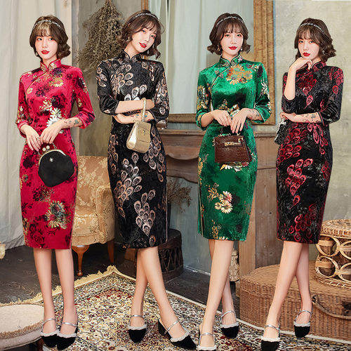 Chinese traditional dress cheongsam2026秋冬新款旗袍立领时尚