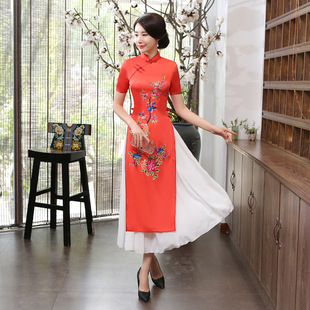 cheongsam qipao dress chipaoad7改良旗袍越南奥黛旗袍裙长款