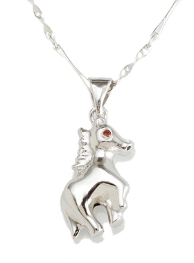 小马十二生肖纯银吊坠女999足银吊坠12属相项链锁骨链坠子银饰品