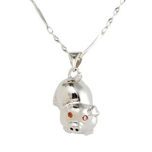 小猪十二生肖纯银吊坠女999足银吊坠12属相项链锁骨链坠白银饰品