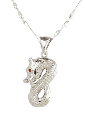 小龙十二生肖纯银吊坠女999足银吊坠12属相项链银饰品本命年转运