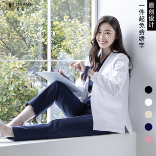 UNAME芳名/护士开衫外套针织开衫黑色毛衣工作服美容师工作服外搭