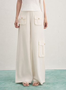 AXIA多口袋设计感休闲垂感拖地裤子秋冬季直筒高腰显腿长裤女