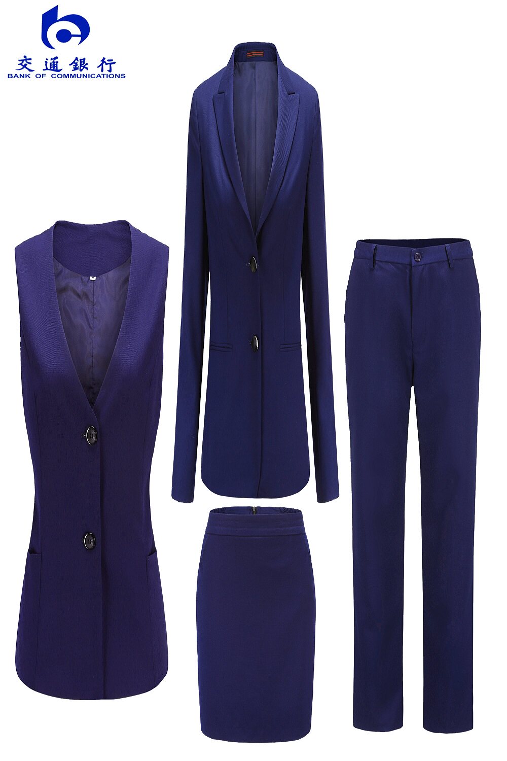 2019 New uniforms coat Western-style trousers Vest skirt shirt Silk scarf Navy Blue Bank of Communications Line service men and womenin the Women's clothing/Boutique , Set/Student uniforms/Work uniforms , Career pants suit  category - from Buy2taobao.com to provide professional Taobao agent buy service