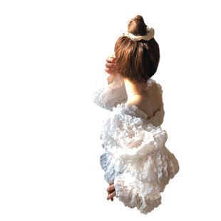 2024春季超仙泡泡袖方领雪纺衬衫女别致设计感小众甜美蕾丝小上衣