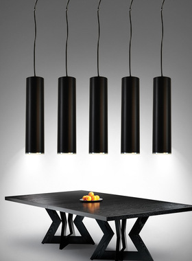 LED明装餐厅吧台灯具聚光艺术射灯创意个性吊线灯12W长筒黑色吊灯