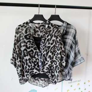 吊带两件套夏装 蝙蝠短袖 新款 潮宽松大码 防晒上衣 韩版 减龄雪纺衬衫