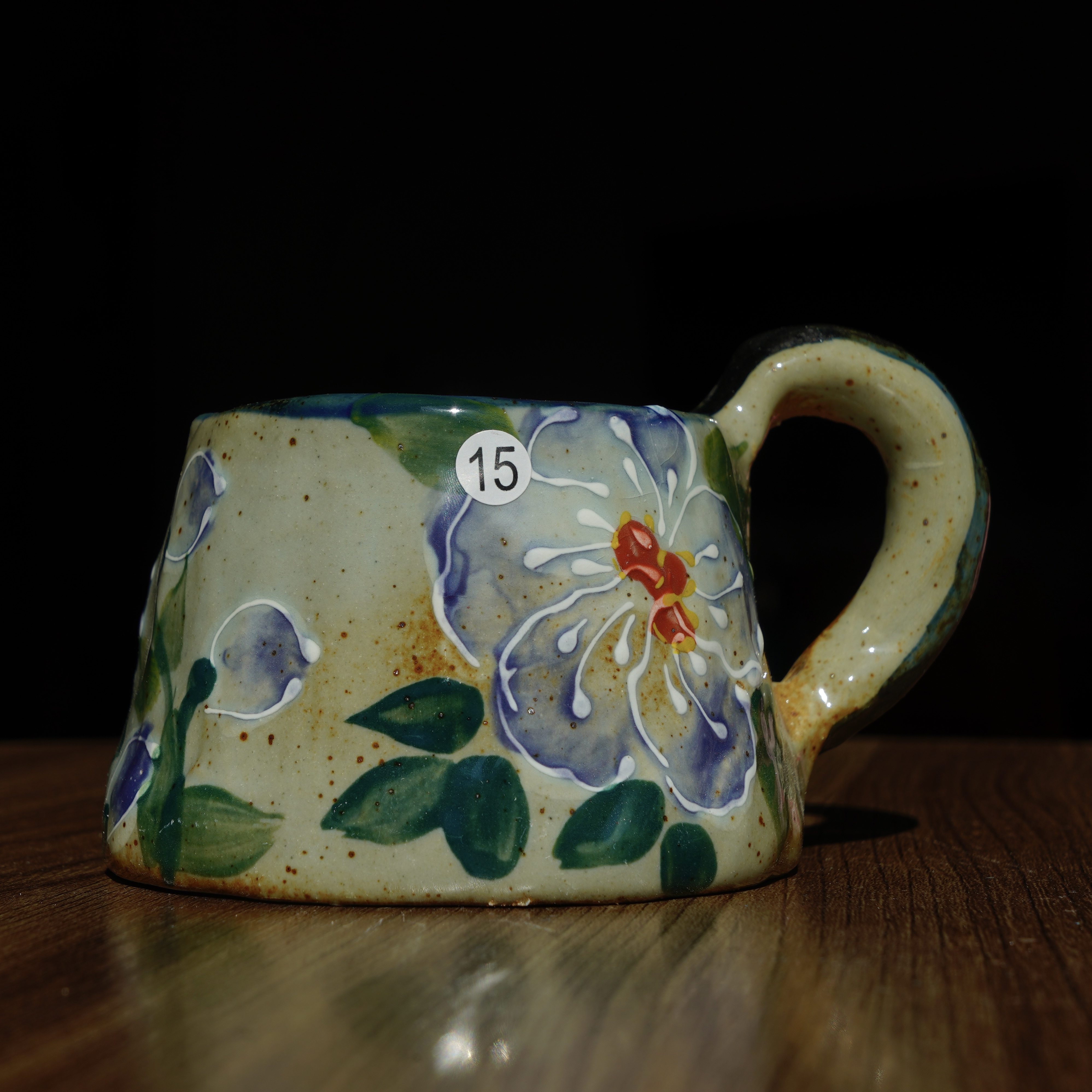 景德镇高温釉下五彩纯手工手捏手绘马克杯陶瓷带手柄咖啡杯水杯