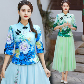 复古中式 民国女装 两件套春装 套装 茶服汉服改良中国风旗袍上衣 唐装