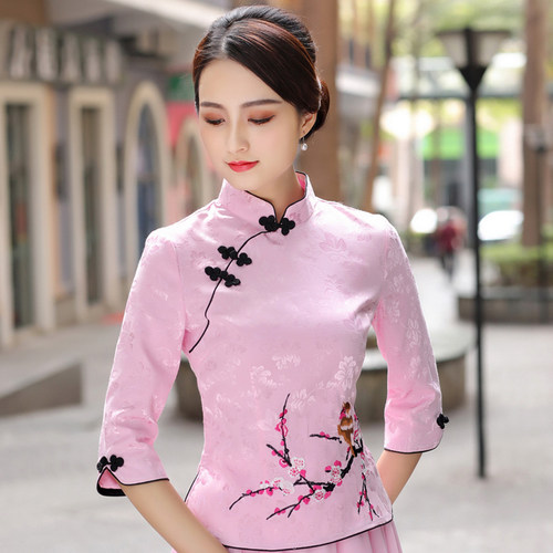 新款复古风两件茶汉服改良旗袍