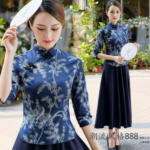上衣日常茶人表演服装 中国风唐装 春夏季 2026复古改良旗袍两件套装