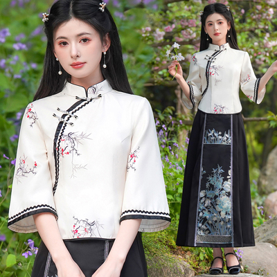 改良中国风旗袍汉服上衣两件套