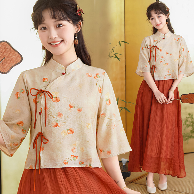 新中式国风套装改良旗袍仙气