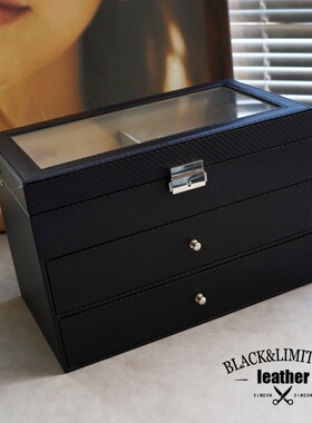 编织纹PU皮18位3层大容量眼镜盒 收纳展示销售太阳镜墨镜盒收纳箱