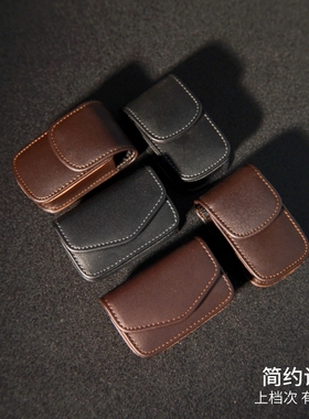 光面真皮折叠镜盒便携式男式女通用挂包腰老花眼镜盒可穿可夹皮套