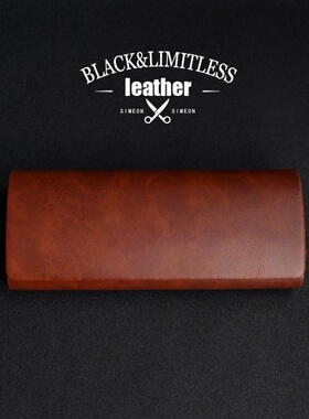 咖啡棕疯马皮PU皮复古手工盒做旧处理眼镜盒便携抗压眼镜盒男女款