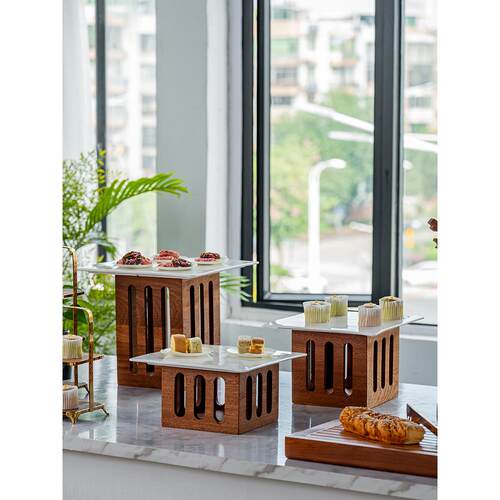 木质甜品台摆件展示架面包托盘蛋糕点心架中式自助餐冷餐茶歇摆台