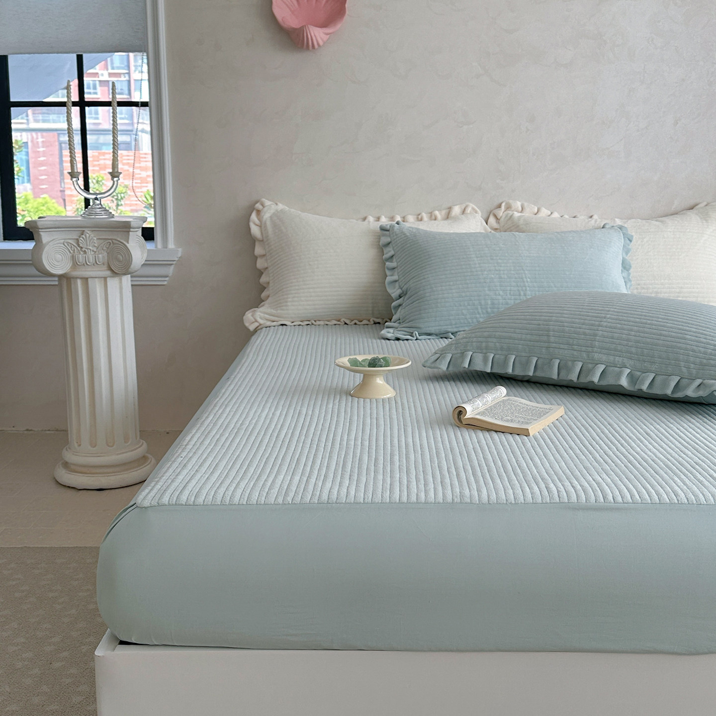 冬季新款纯色高克重消光牛奶绒夹棉保暖加厚床笠15/1.8米床三件套,床上用品,床笠,淘宝优惠券,粉丝福利购,淘宝优惠卷