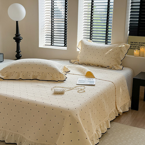 韩系波点ins风双面全棉床盖