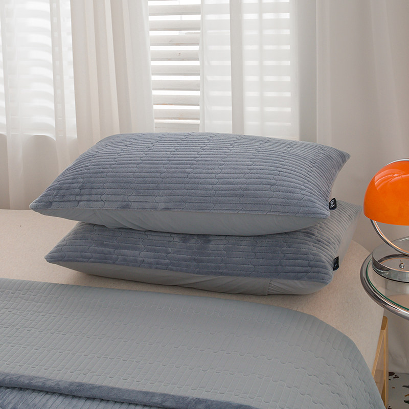 韩版秋冬牛奶绒夹棉绗缝加厚保暖枕套48*74一对通用尺寸不含枕芯,床上用品,枕套,淘宝优惠券,粉丝福利购,淘宝优惠卷