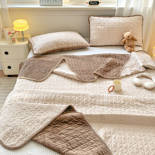 A类双面宝宝绒夹棉床盖三件套