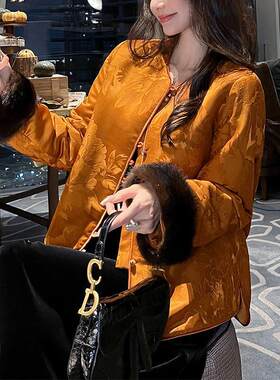 新中式真丝加棉外套冬季新款