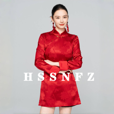 新中式红色短旗袍女装改良