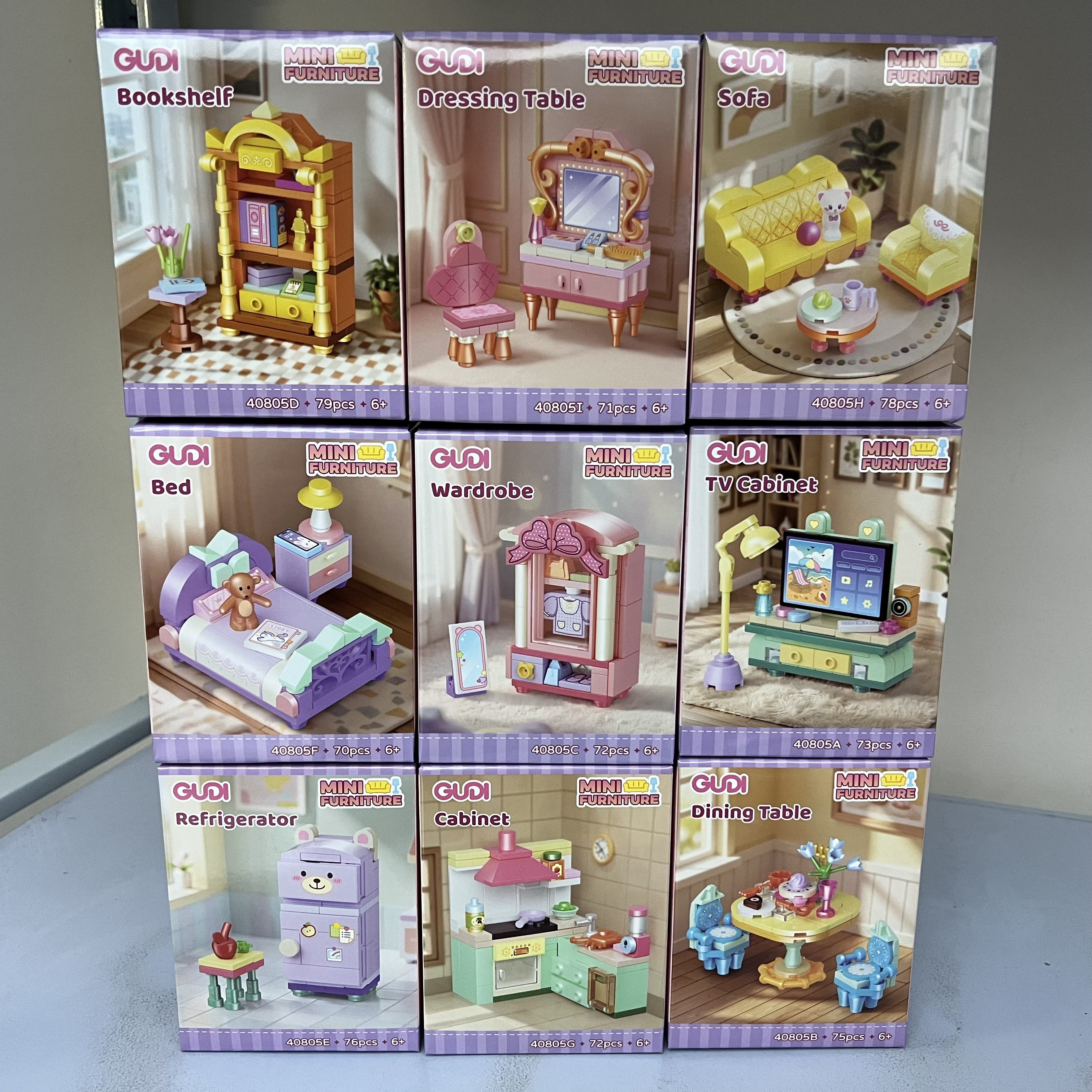 古迪家具套装甜蜜小窝衣柜梳妆台女孩益智拼装积木玩具40805