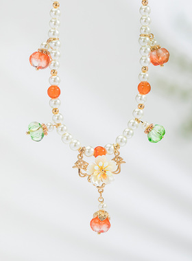 古风项链珍珠圆珠链女