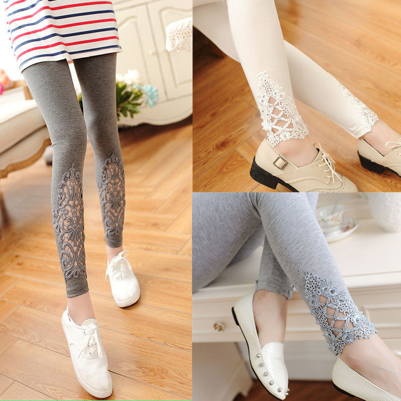 春季显瘦蕾丝莫代尔九分裤打底裤外穿女夏天薄款弹力夏季小脚裤在类目 女装/女士精品, 裤子, 打底裤中 - 来自Buy2taobao.com提供专业的淘宝代购服务