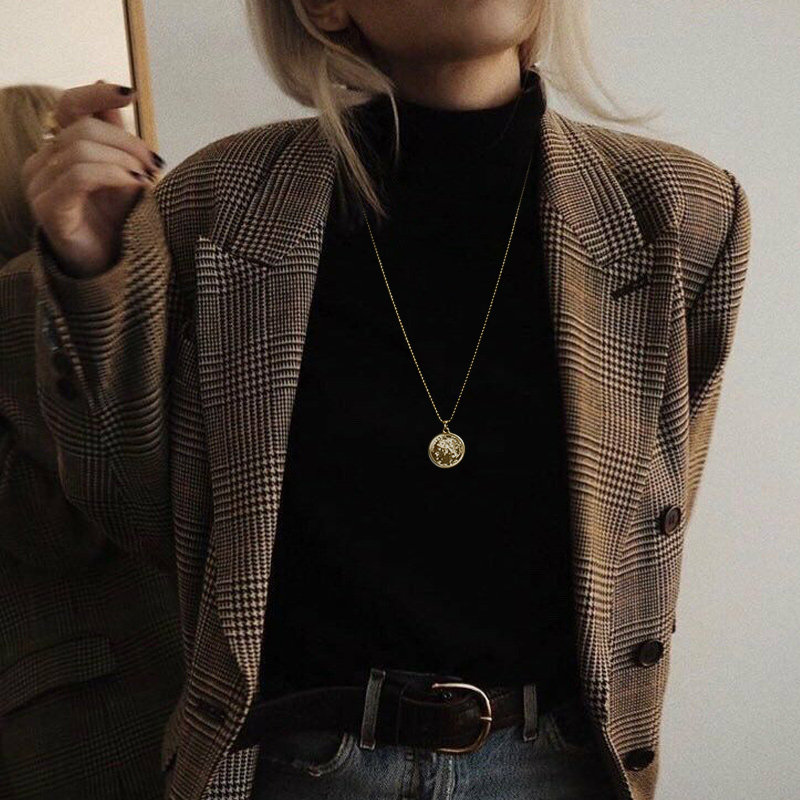 毛衣链趣味人像欧美风女生简约时尚新款长款吊坠卫衣T恤项链配饰