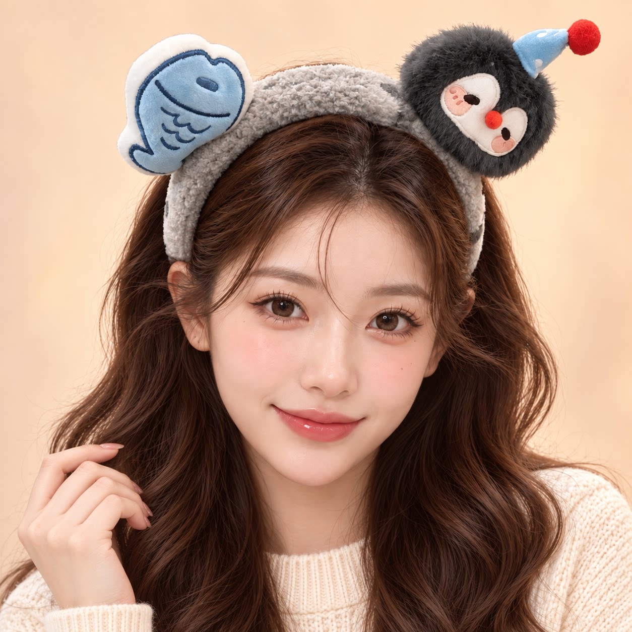 可爱毛绒小企鹅发箍女2026新款