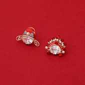 故宫上新了耳钉国潮耳环女红色新年耳饰设计高级感花旦无耳洞耳夹