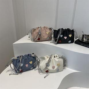 小包包女夏天小众百搭链条包流行轻奢高级感水桶包 斜挎包2025新款