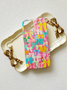 设计师原创插画手工定制彩色布料布艺手机壳iPhone13141516Promax