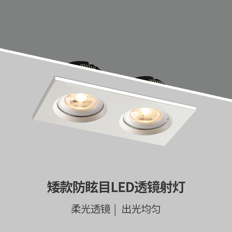 双头射灯led嵌入式店铺商用天花灯长方形10X20斗胆客厅过道双筒灯