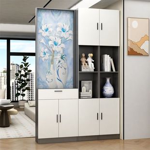 现代客厅隔断柜置物架双面储物入门口玄关柜鞋柜一体餐厅简约酒柜