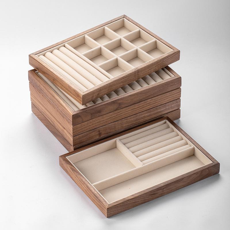 实木 大容量首饰盒 黑胡桃 项链饰品收纳盒