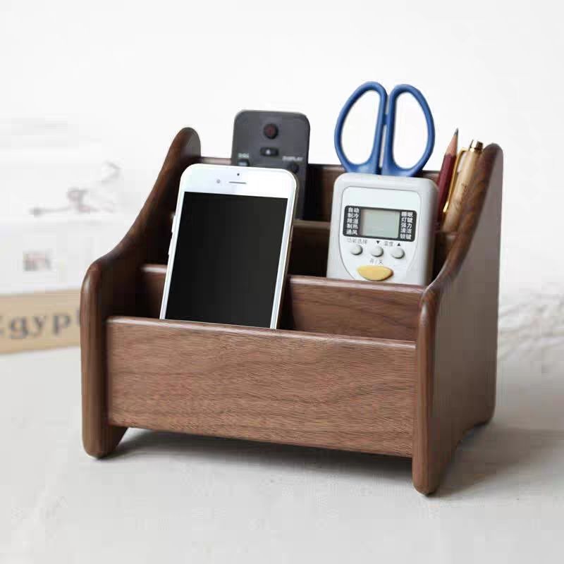 黑胡桃木 遥控器收纳盒 高档实木 客厅桌面 文具笔筒