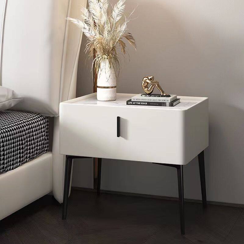 极简欧式 全实木岩板现代新款 床头柜 收纳柜 出租屋床边柜