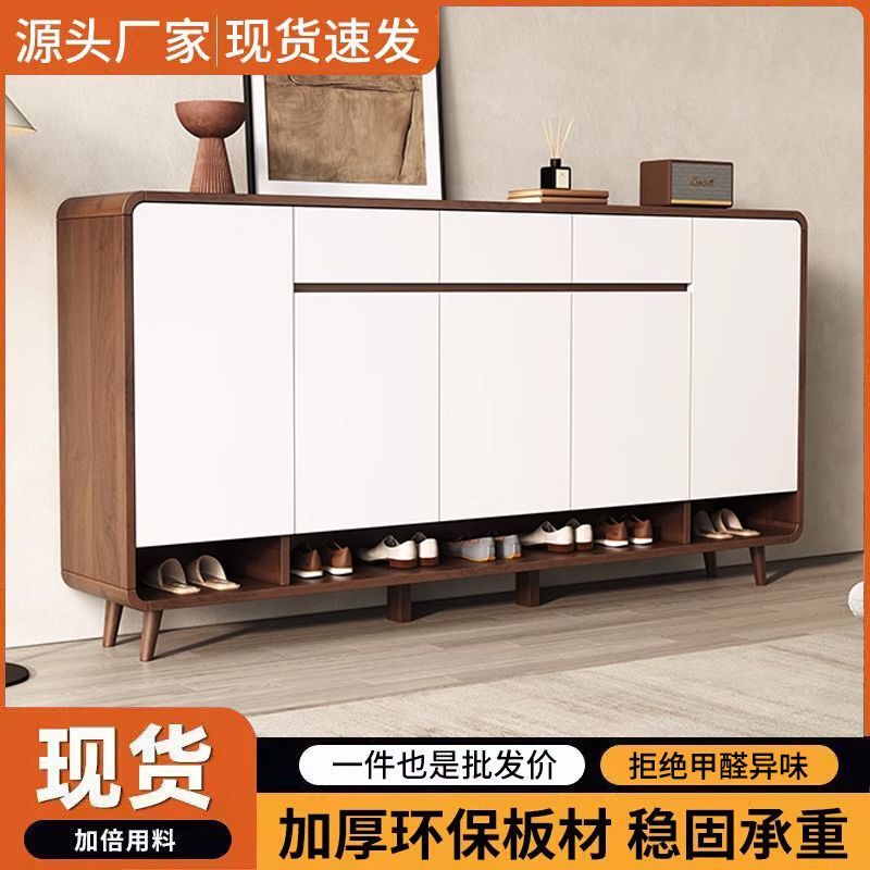 木质鞋柜家用门口靠墙大容量入户玄关柜一体柜新中式收纳储物柜子