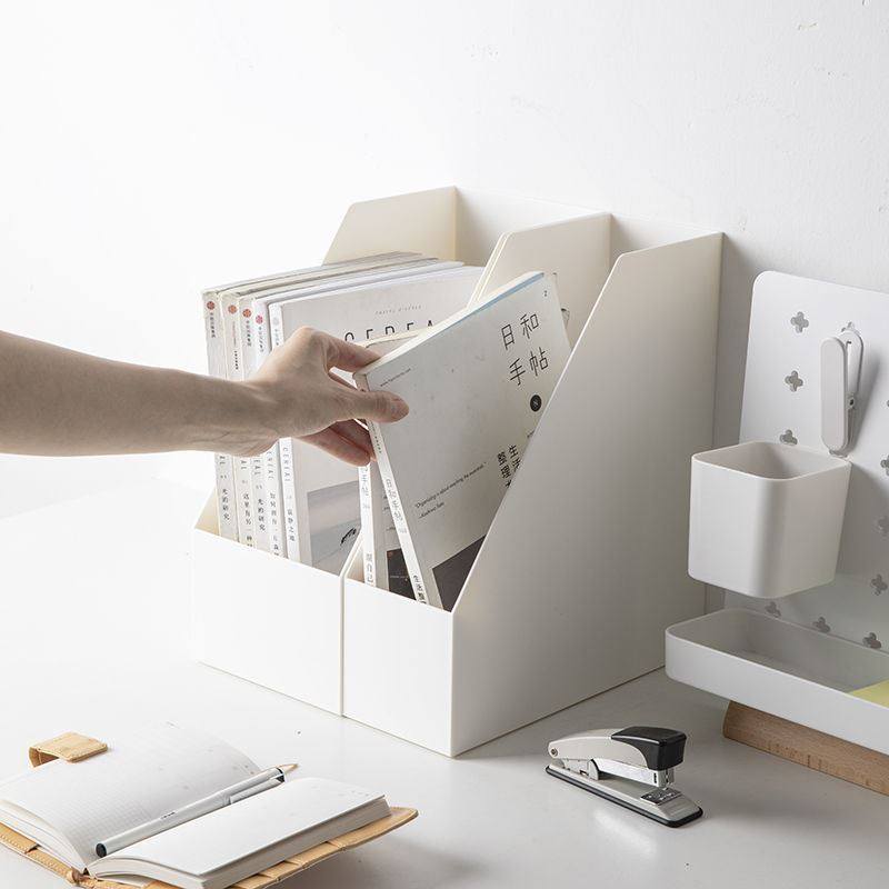 办公桌面收纳盒A4文件档案盒长方形文件框储物盒书立杂物整理神器