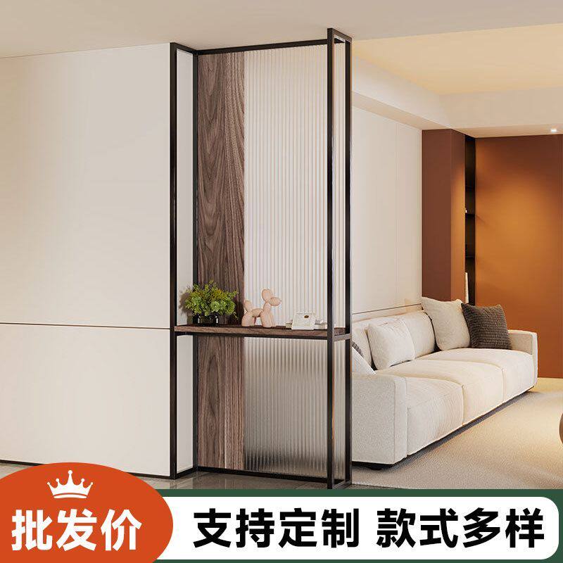长虹超白玻璃屏风隔断客厅入户门格珊现代简约实木轻奢玄关架