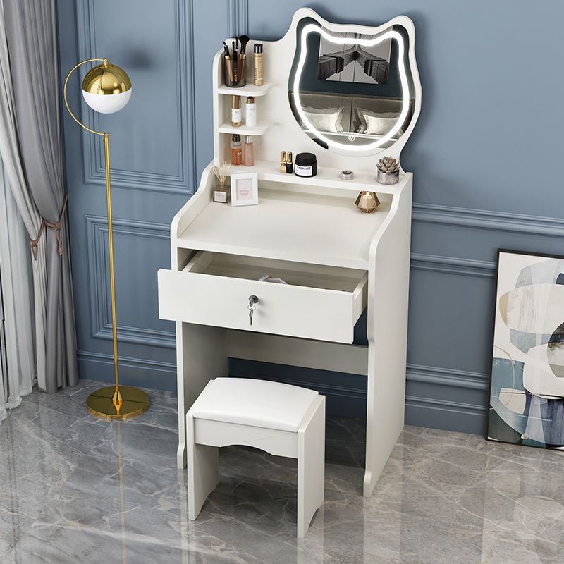 梳妆台卧室简约现代桌子化妆台镜子化妆桌床头柜带灯少女妆柜小型